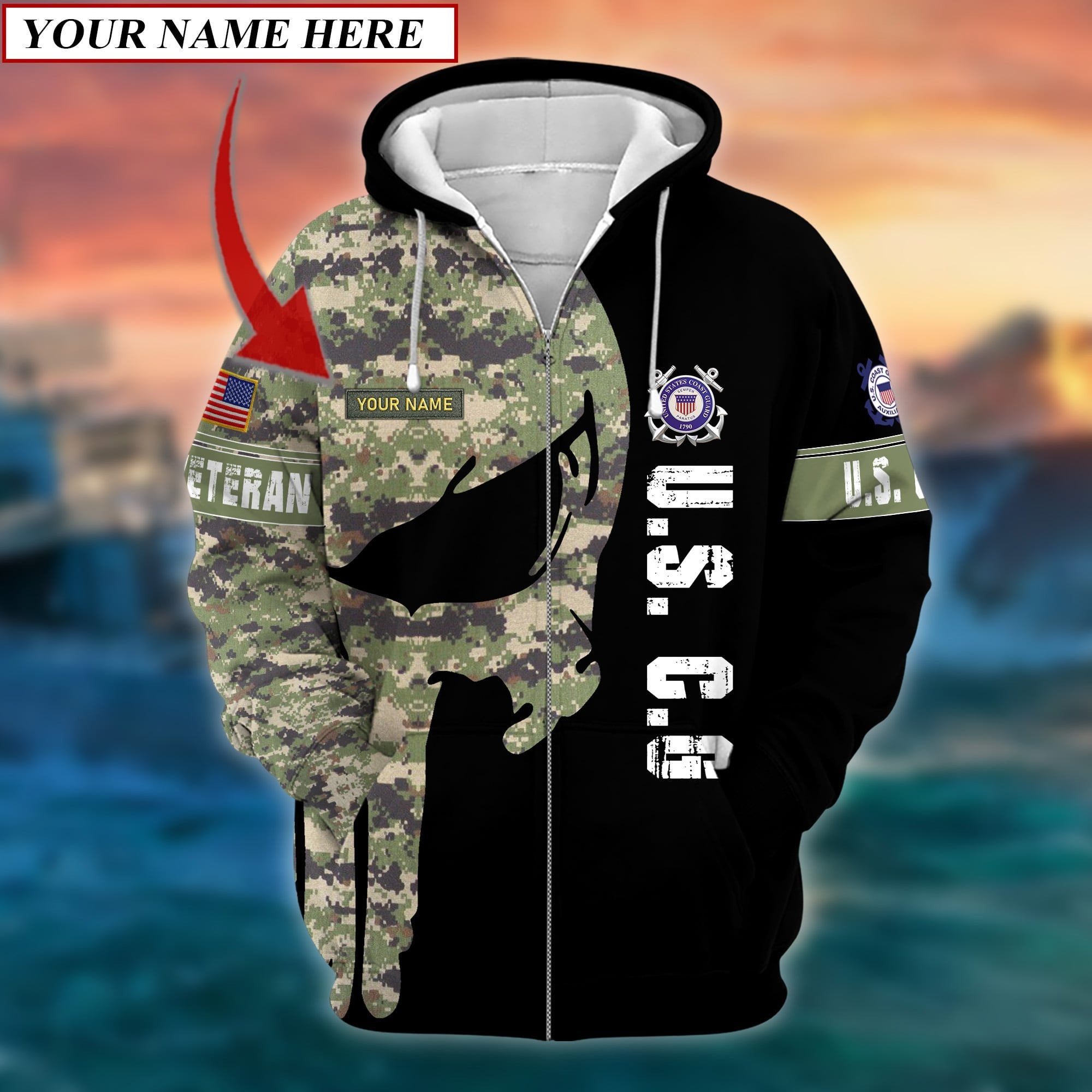 Premium Multiple US Military Services Veteran Personalize Zip Hoodie PVC24010301