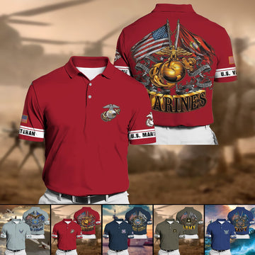Premium Multiple US Military Services Veteran Polo Shirt PVC250101