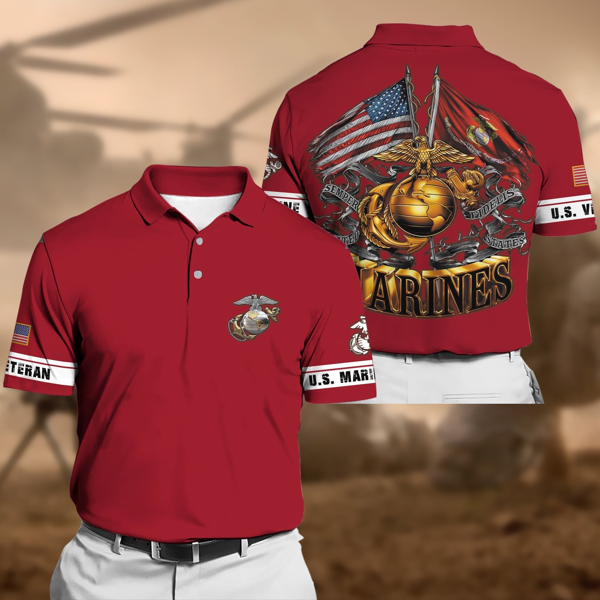 Premium Multiple US Military Services Veteran Polo Shirt PVC250101