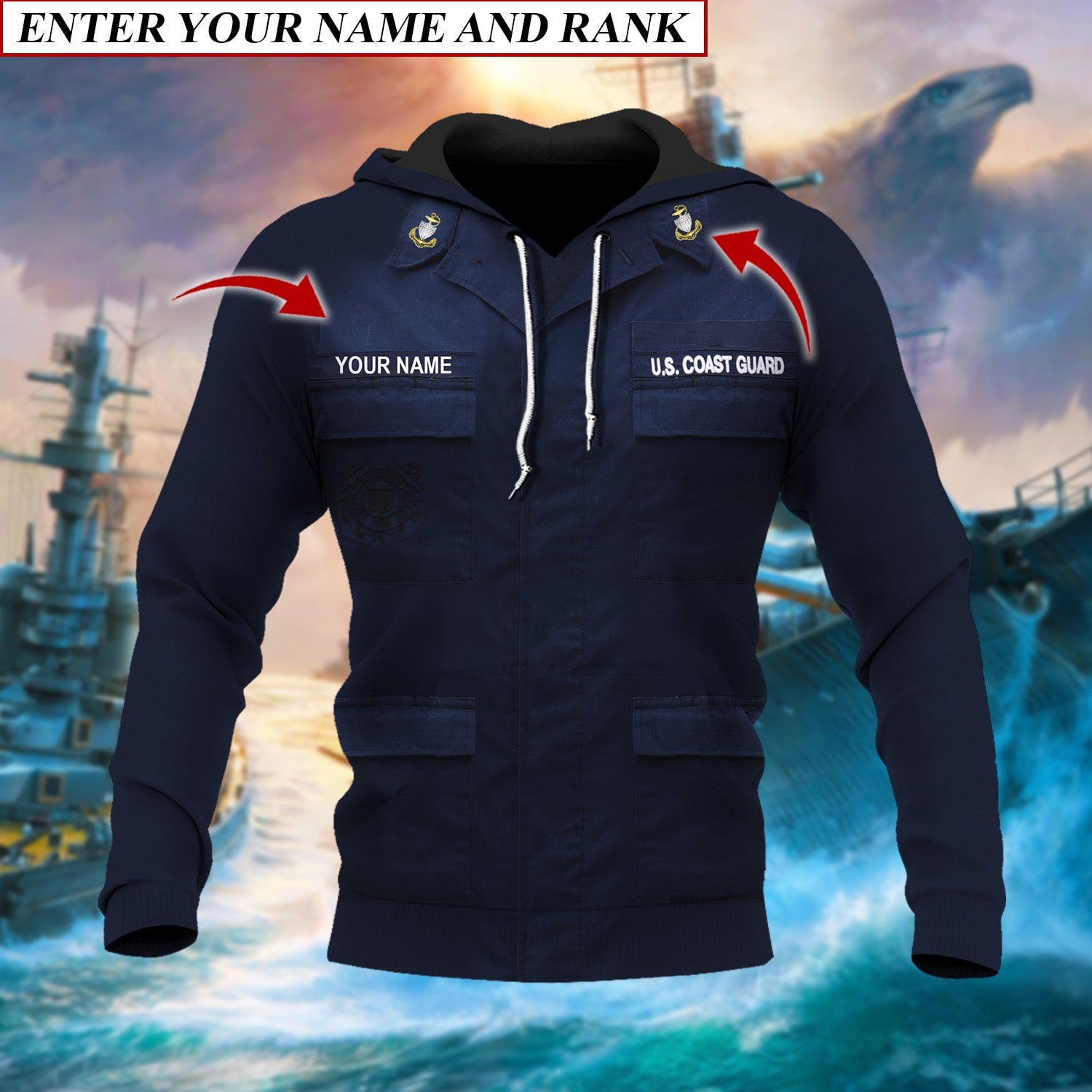 Premium Multiple US Military Services Veteran Personalize Hoodie PVC240104
