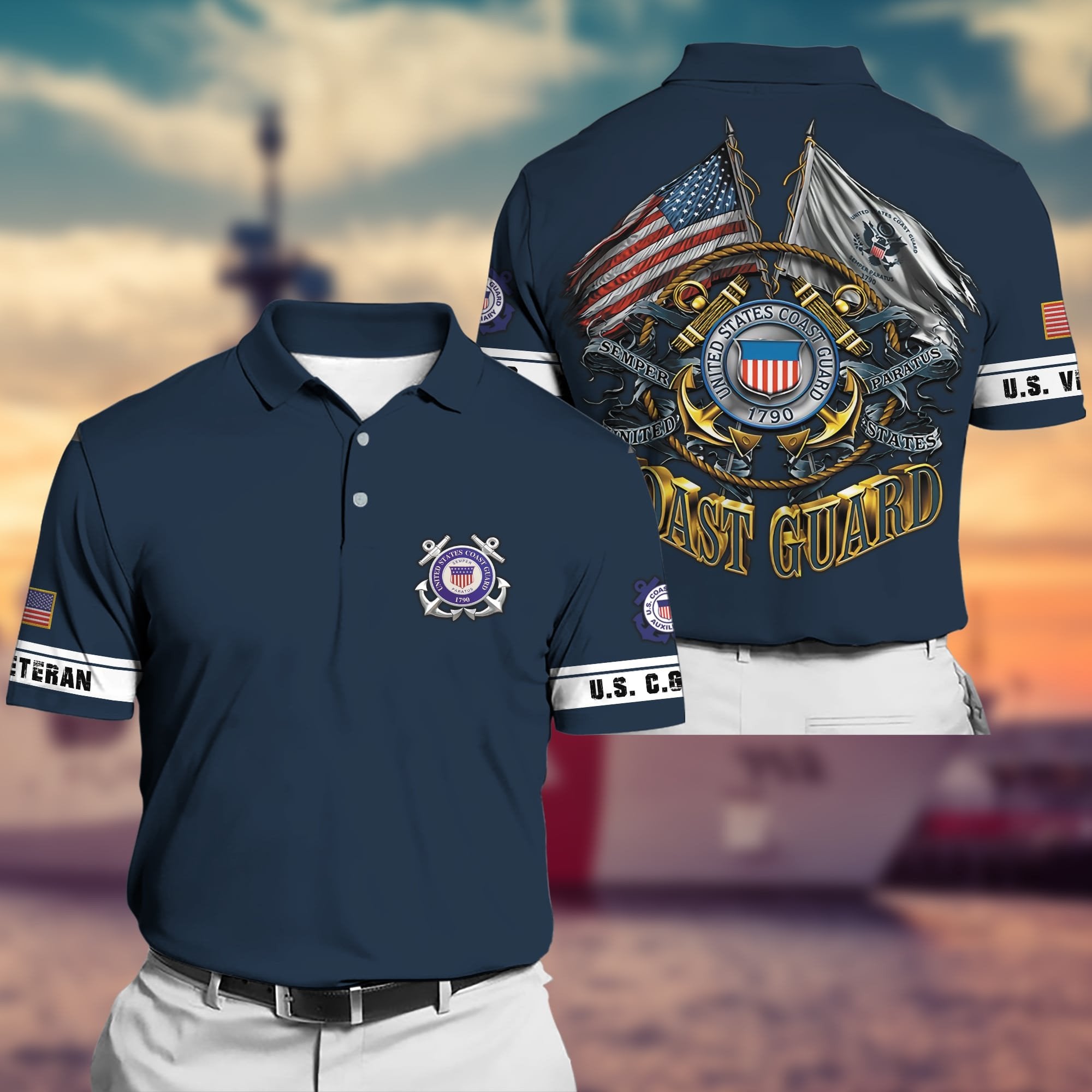 Premium Multiple US Military Services Veteran Polo Shirt PVC250101