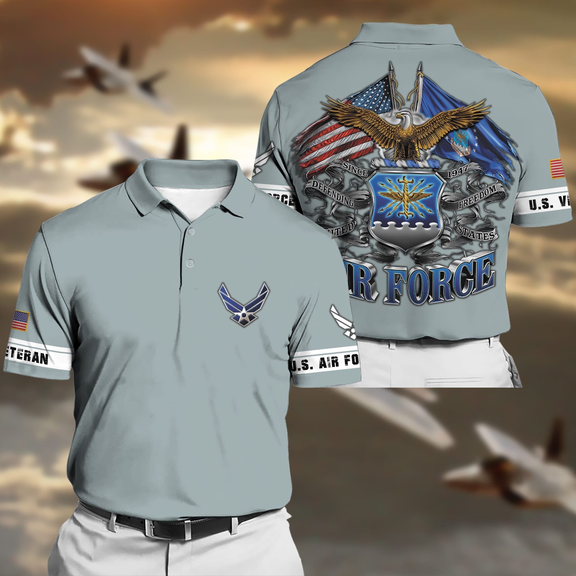 Premium Multiple US Military Services Veteran Polo Shirt PVC250101