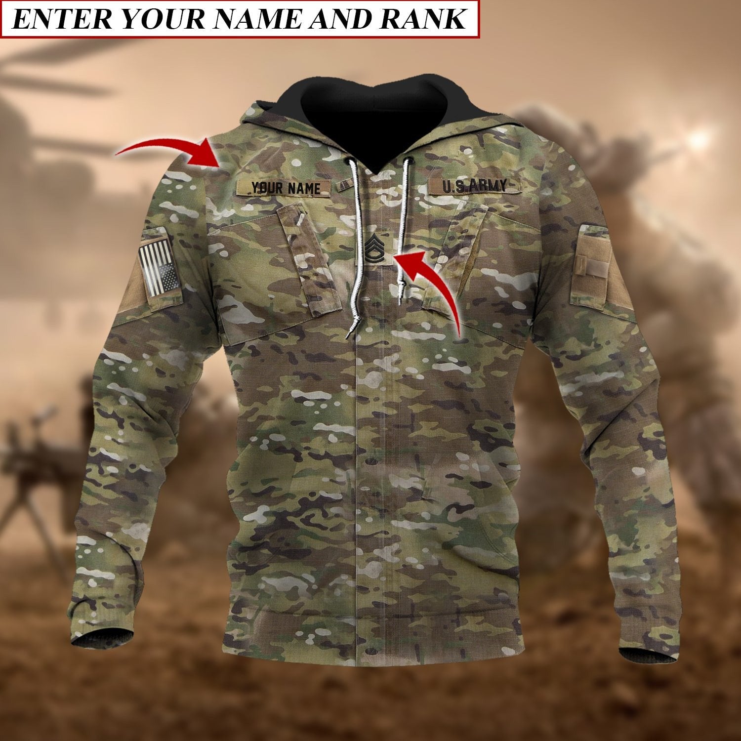 Premium Multiple US Military Services Veteran Personalize Hoodie PVC240104