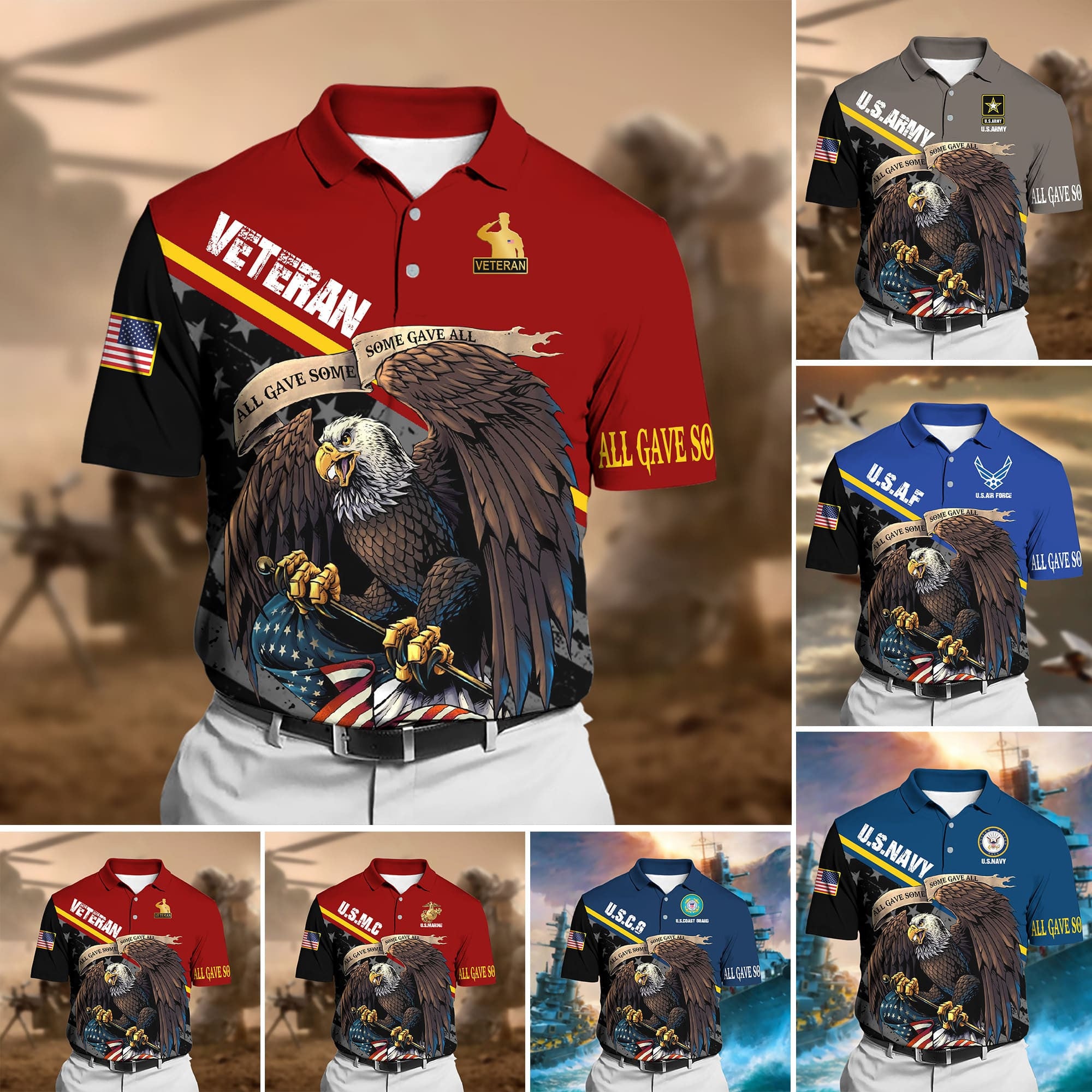 Premium U.S Multiple Service Veteran Polo Shirt TVN11020401