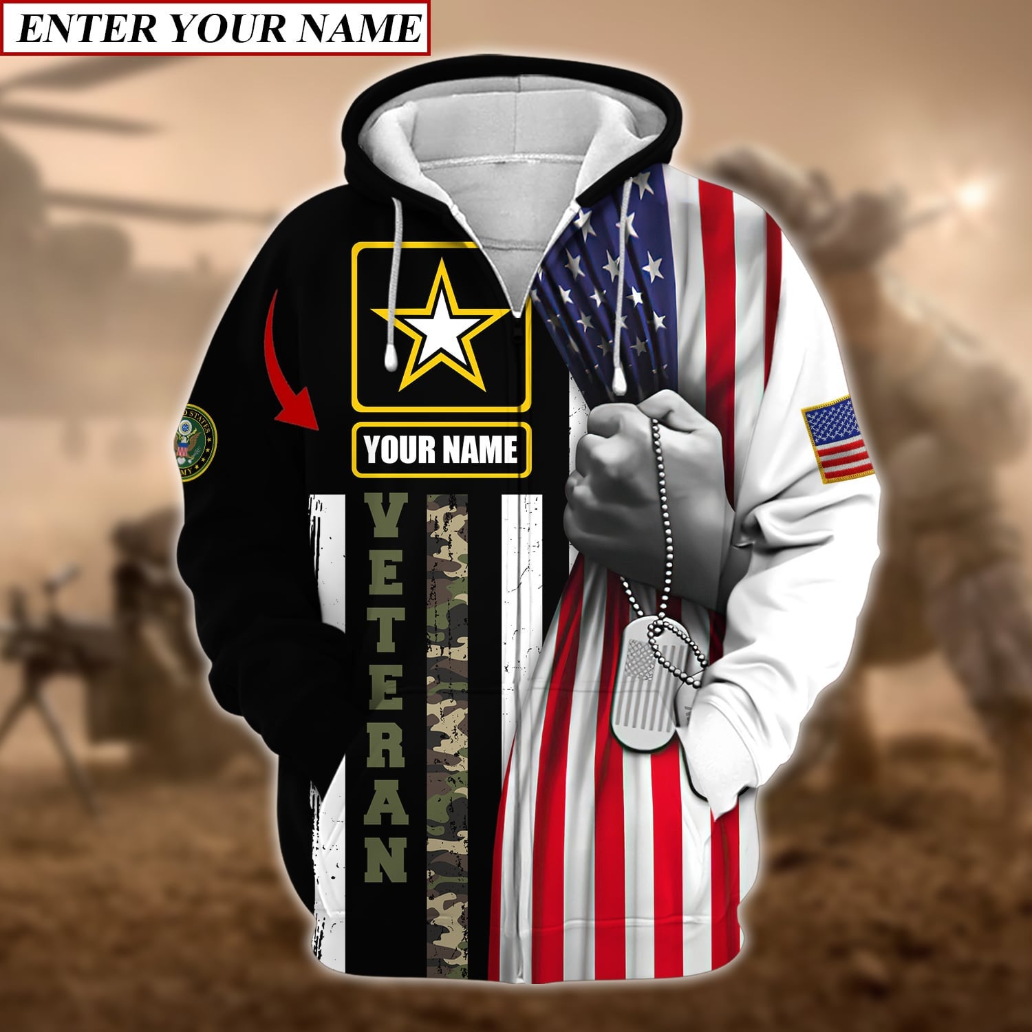 Personalised Premium Multiple U.S Services Veteran Zip Hoodie TVN190201