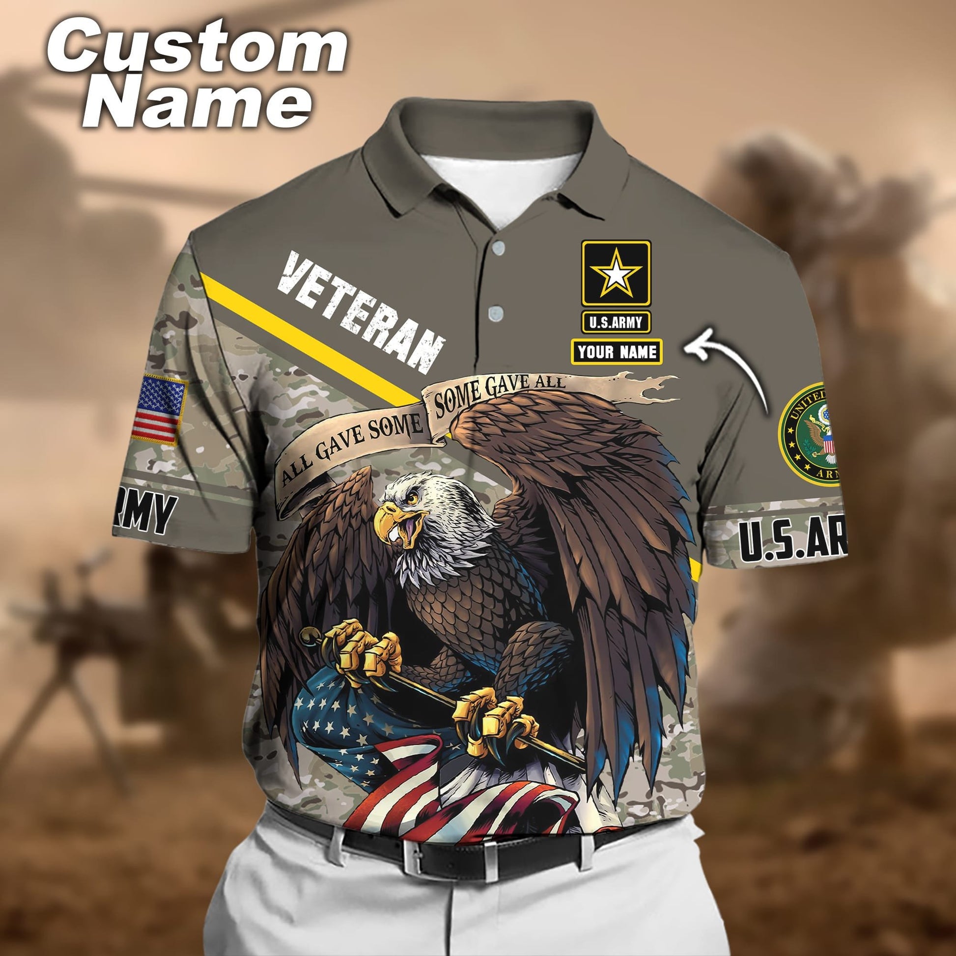 Premium Personalised U.S Multiple Service Veteran Polo Shirt PVC180201