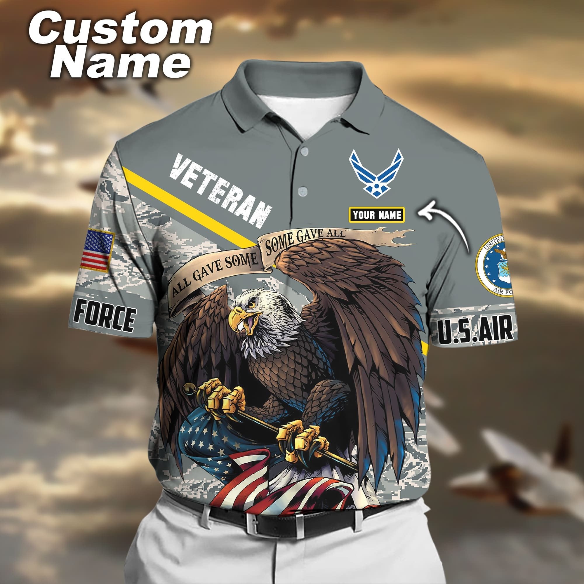Premium Personalised U.S Multiple Service Veteran Polo Shirt PVC180201
