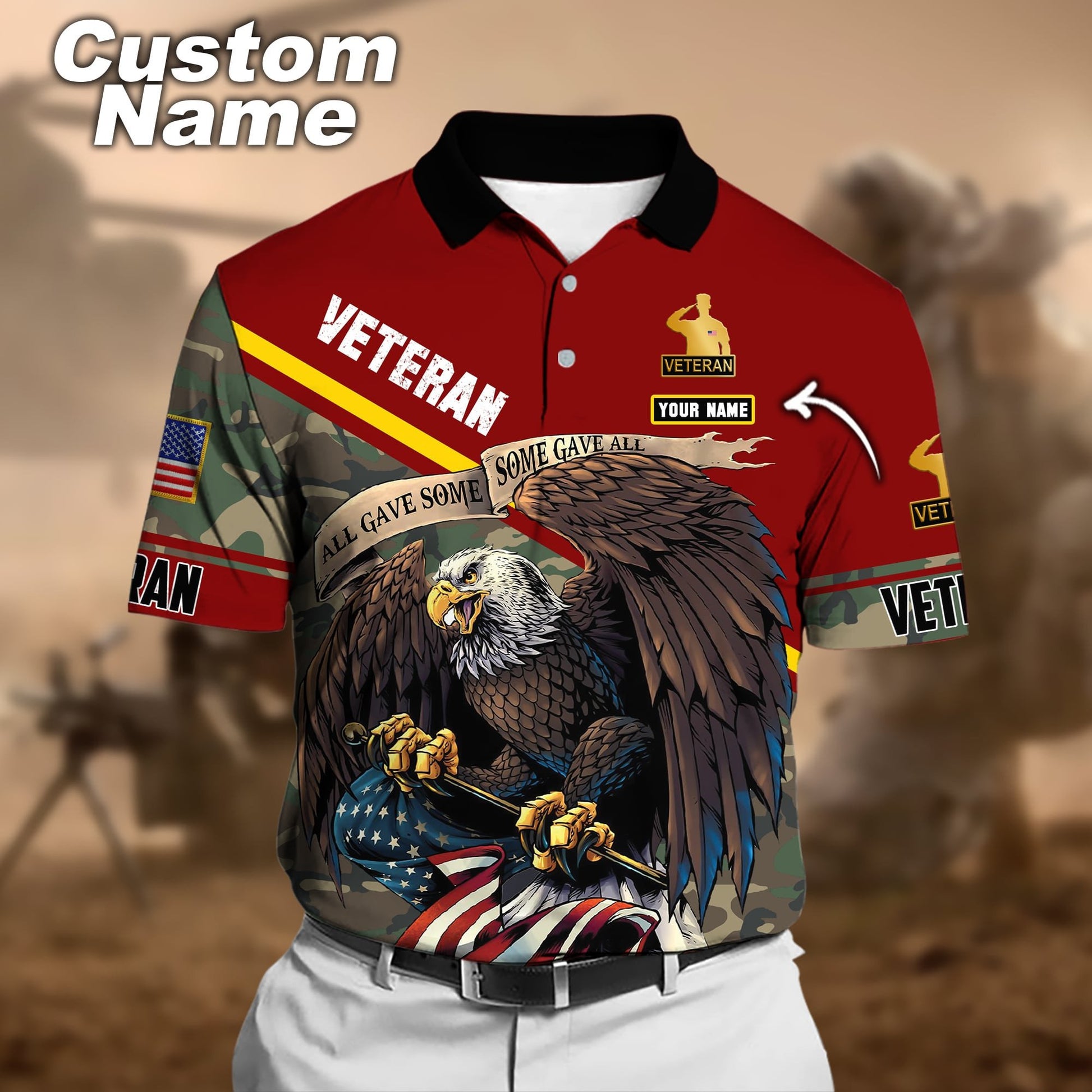 Premium Personalised U.S Multiple Service Veteran Polo Shirt PVC180201