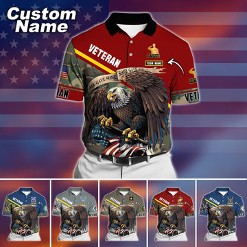 Premium Personalised U.S Multiple Service Veteran Polo Shirt PVC180201