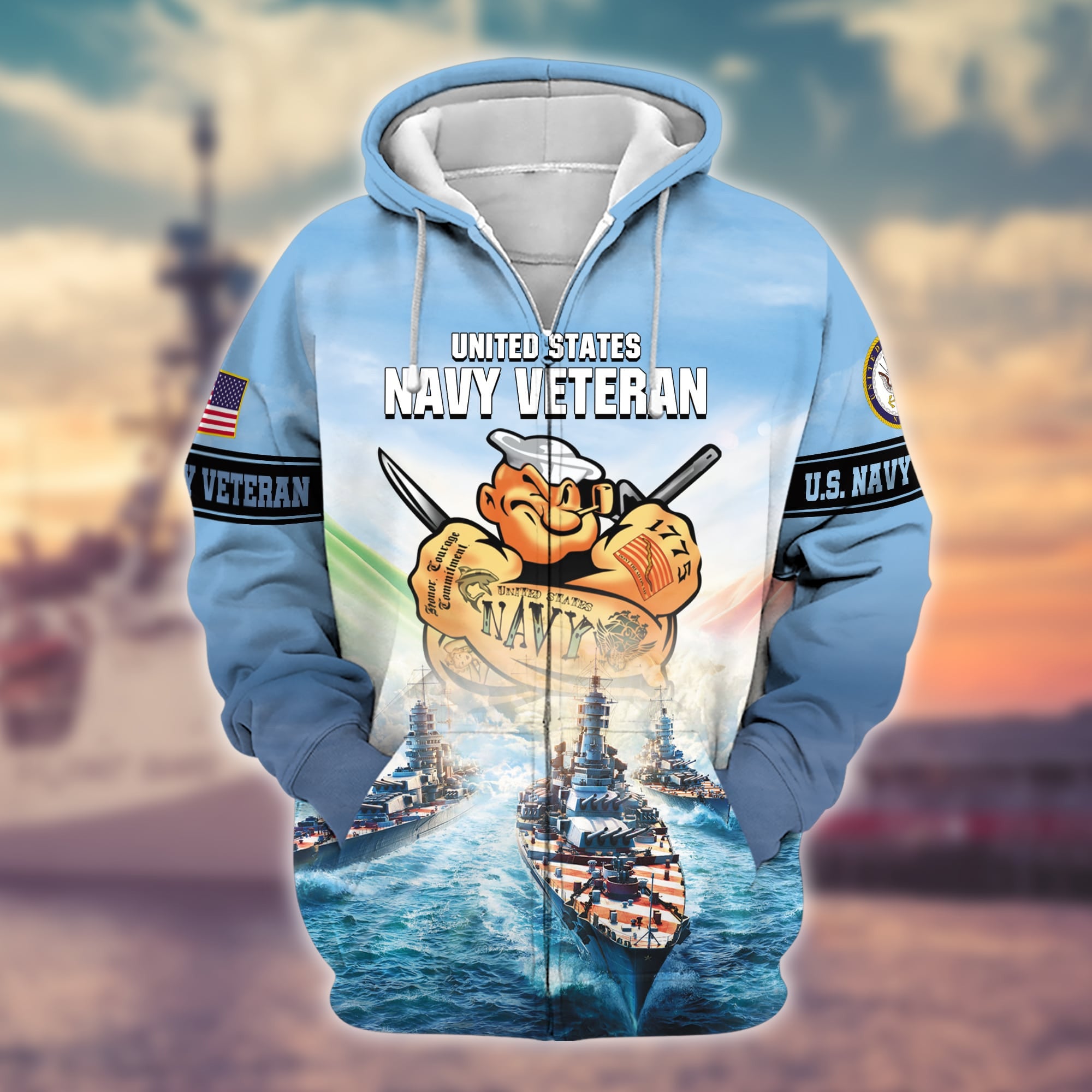 Premium U.S. Navy Veteran Zip Hoodie PVC160203