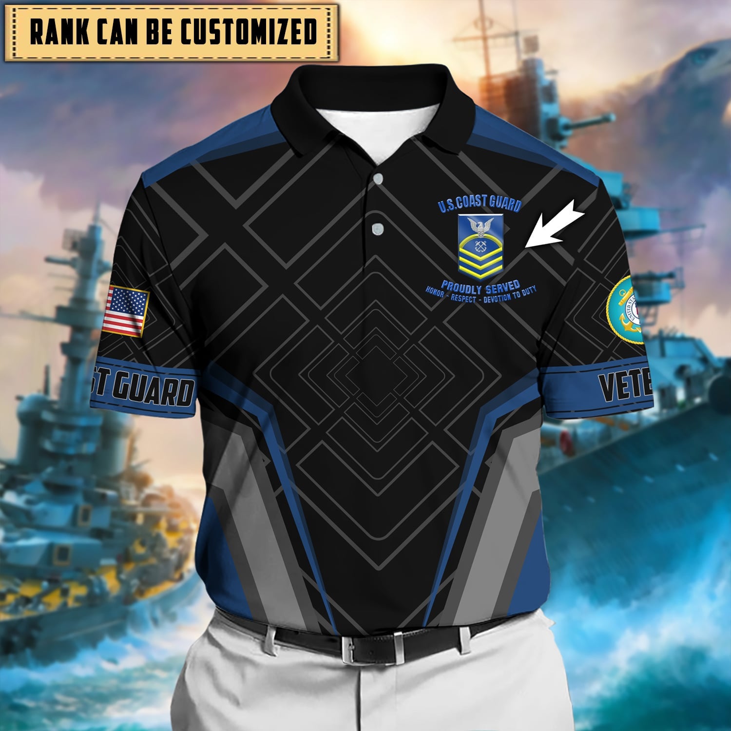 Premium Personalised U.S Multiple Service Veteran Polo Shirt PVC240205