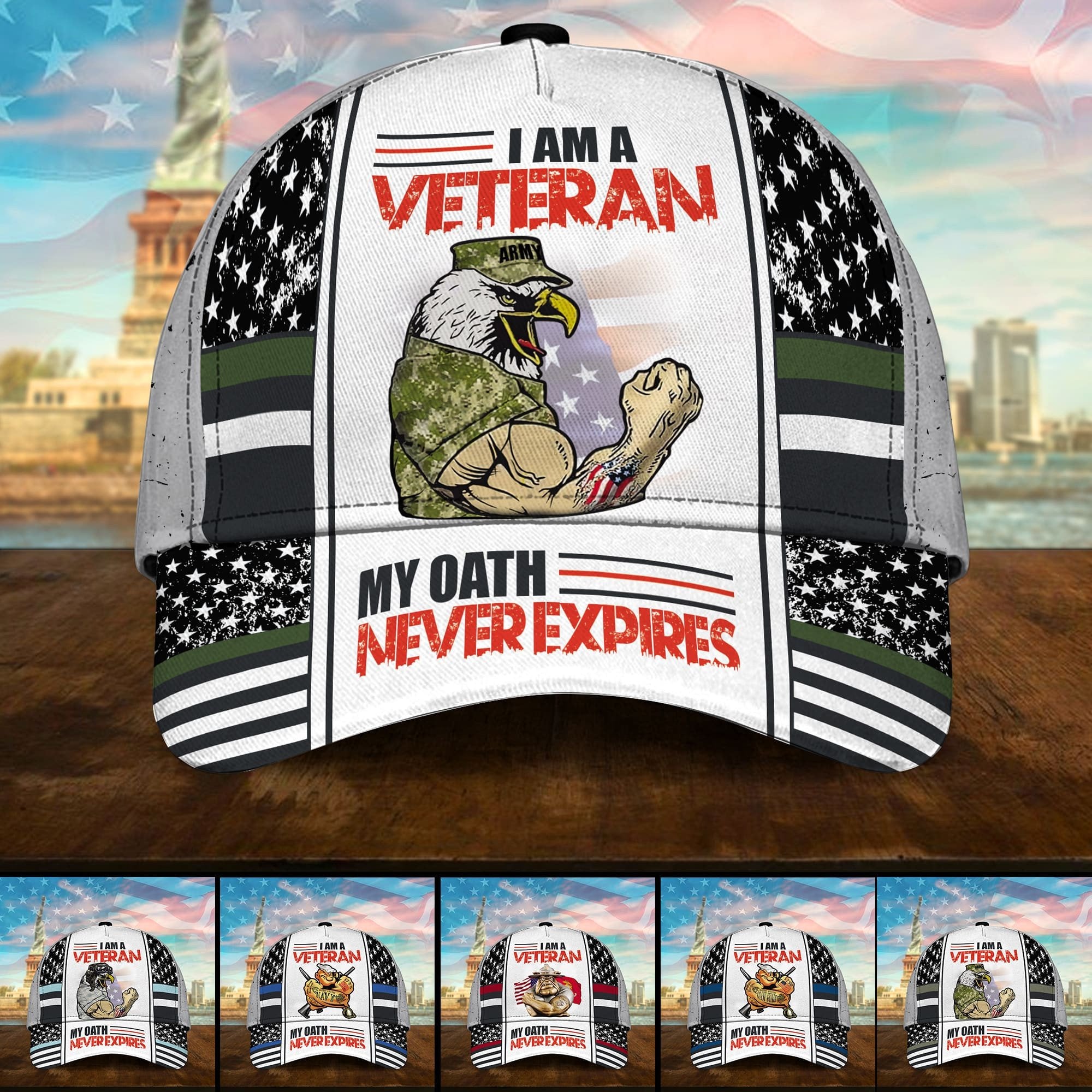 Premium U.S Multiple Service Veteran 3D Cap PVC260201