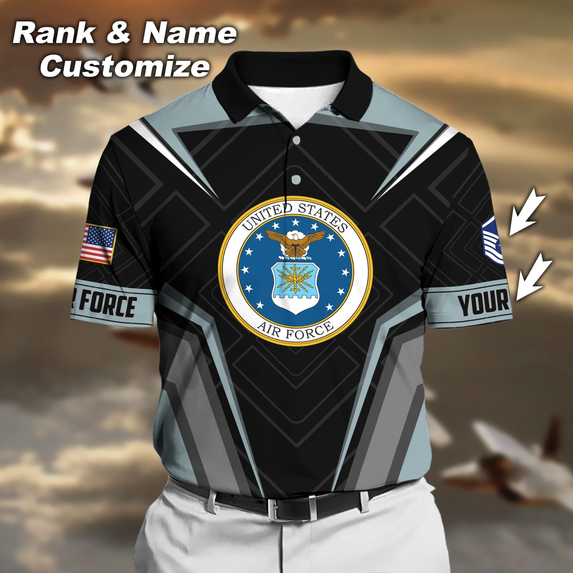 Premium Personalised U.S Multiple Service Veteran Polo Shirt PVC240204