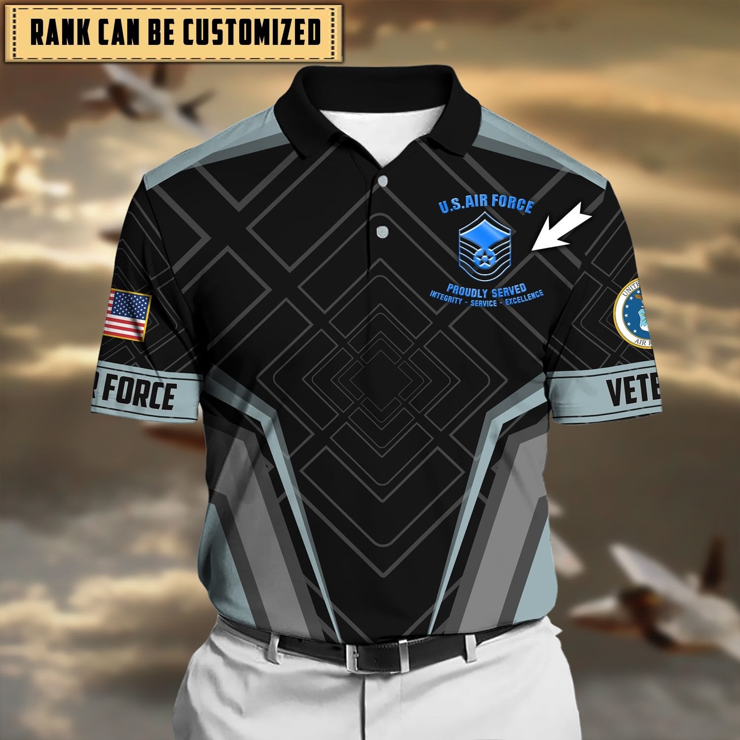 Premium Personalised U.S Multiple Service Veteran Polo Shirt PVC240205