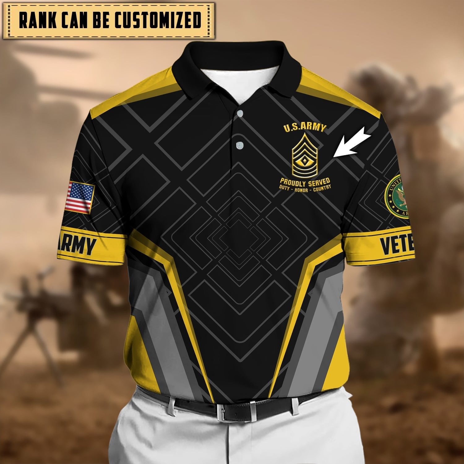 Premium Personalised U.S Multiple Service Veteran Polo Shirt PVC240205