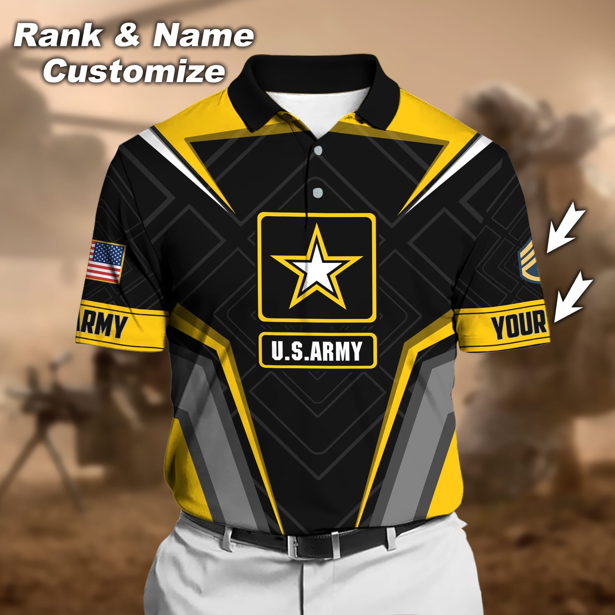 Premium Personalised U.S Multiple Service Veteran Polo Shirt PVC240204