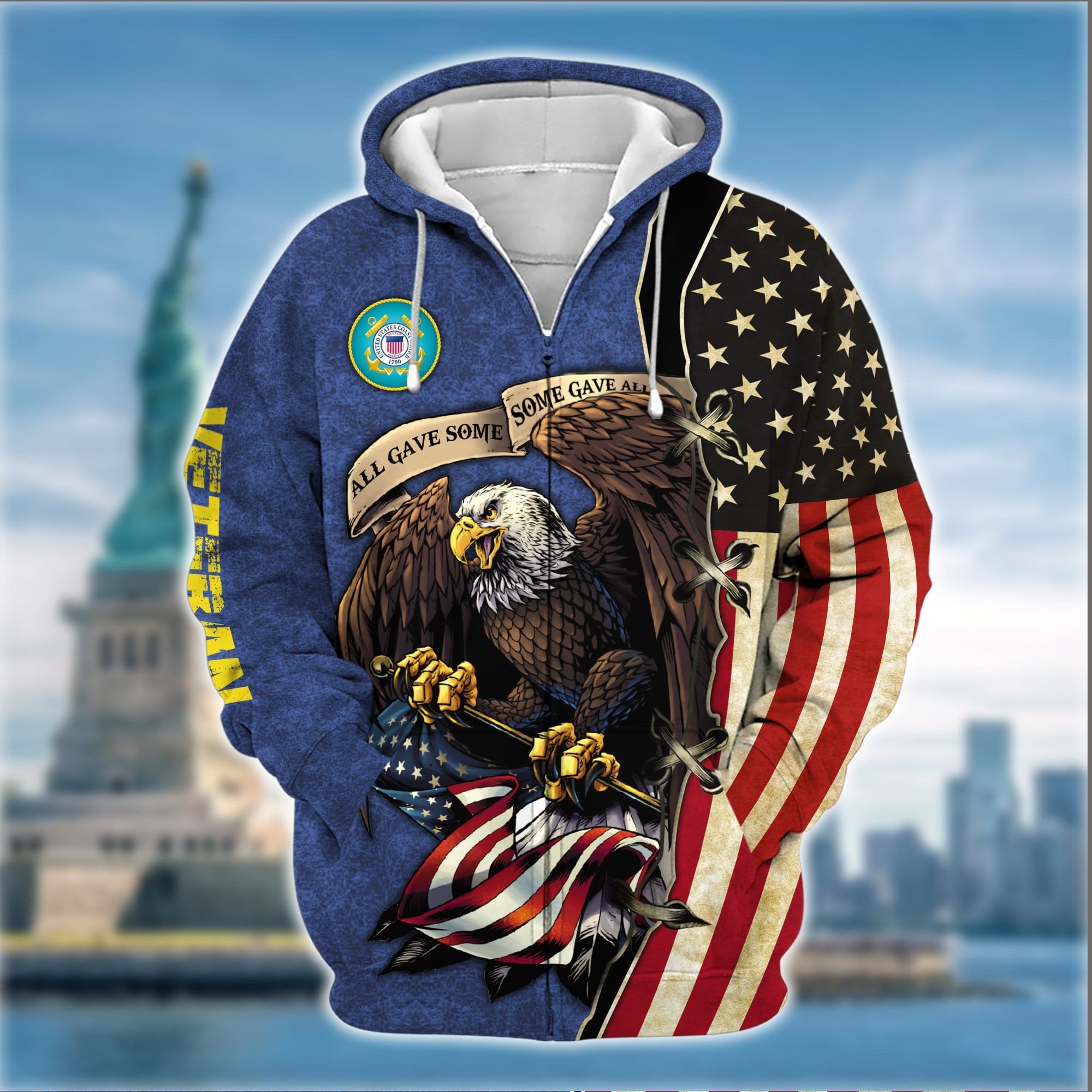 Premium U.S Multiple Service Veteran Zip Hoodie PVC220203