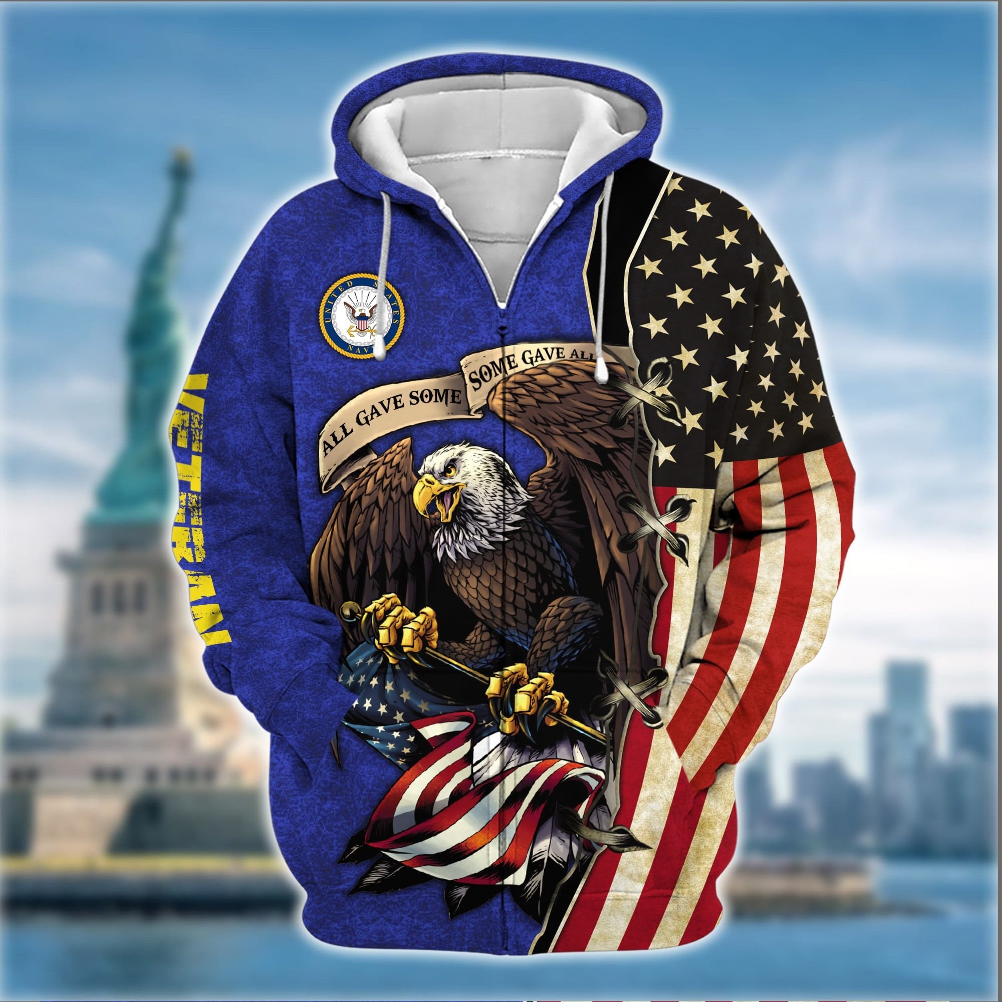 Premium U.S Multiple Service Veteran Zip Hoodie PVC220203