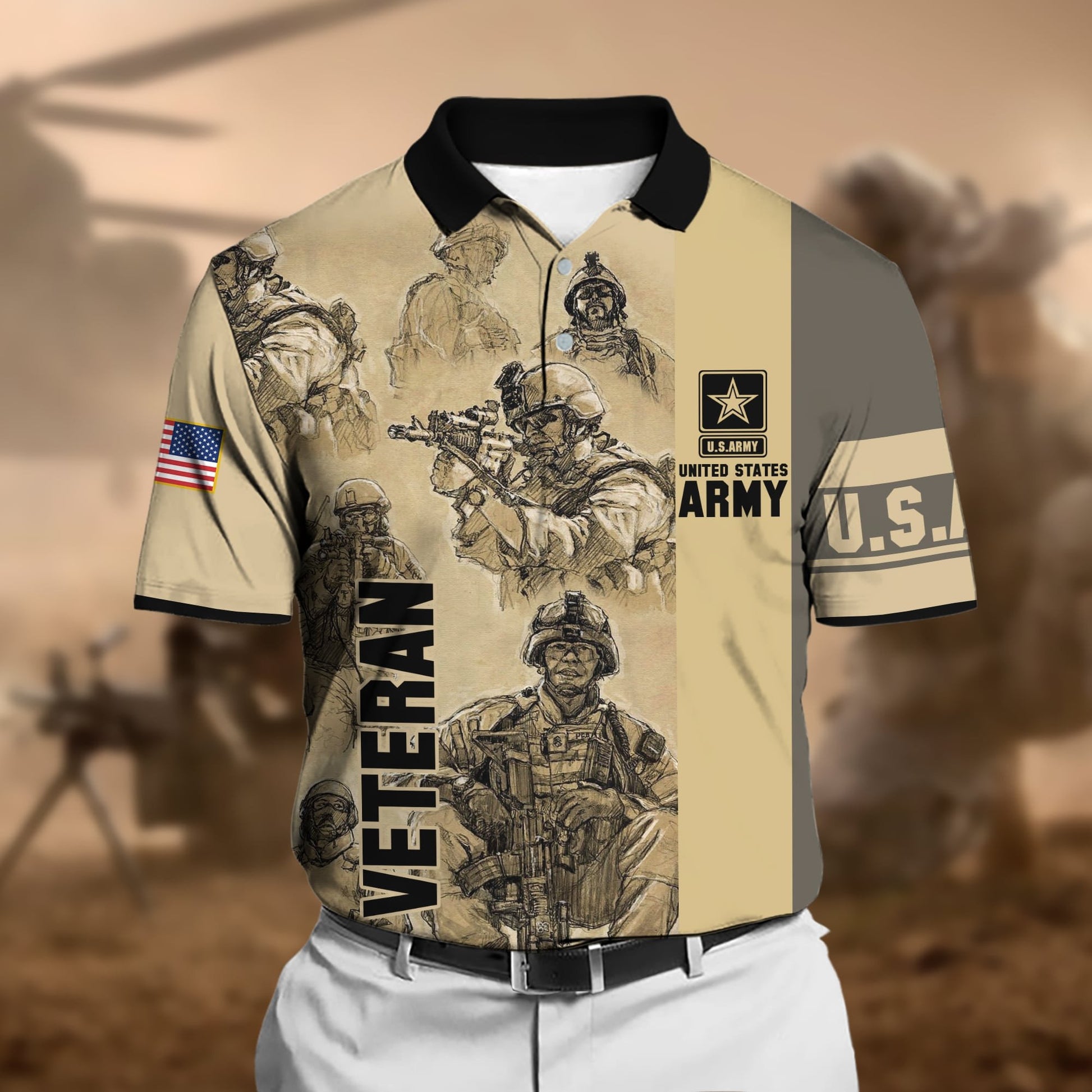 Premium U.S Multiple Service Veteran Polo Shirt PVC010304
