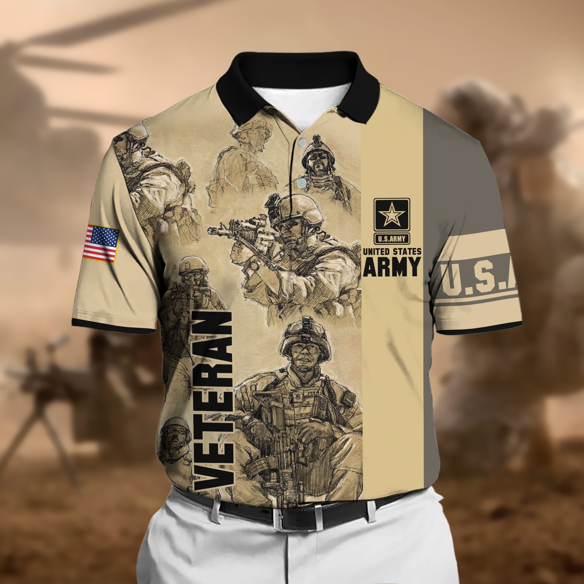 Premium U.S Multiple Service Veteran Polo Shirt PVC010304