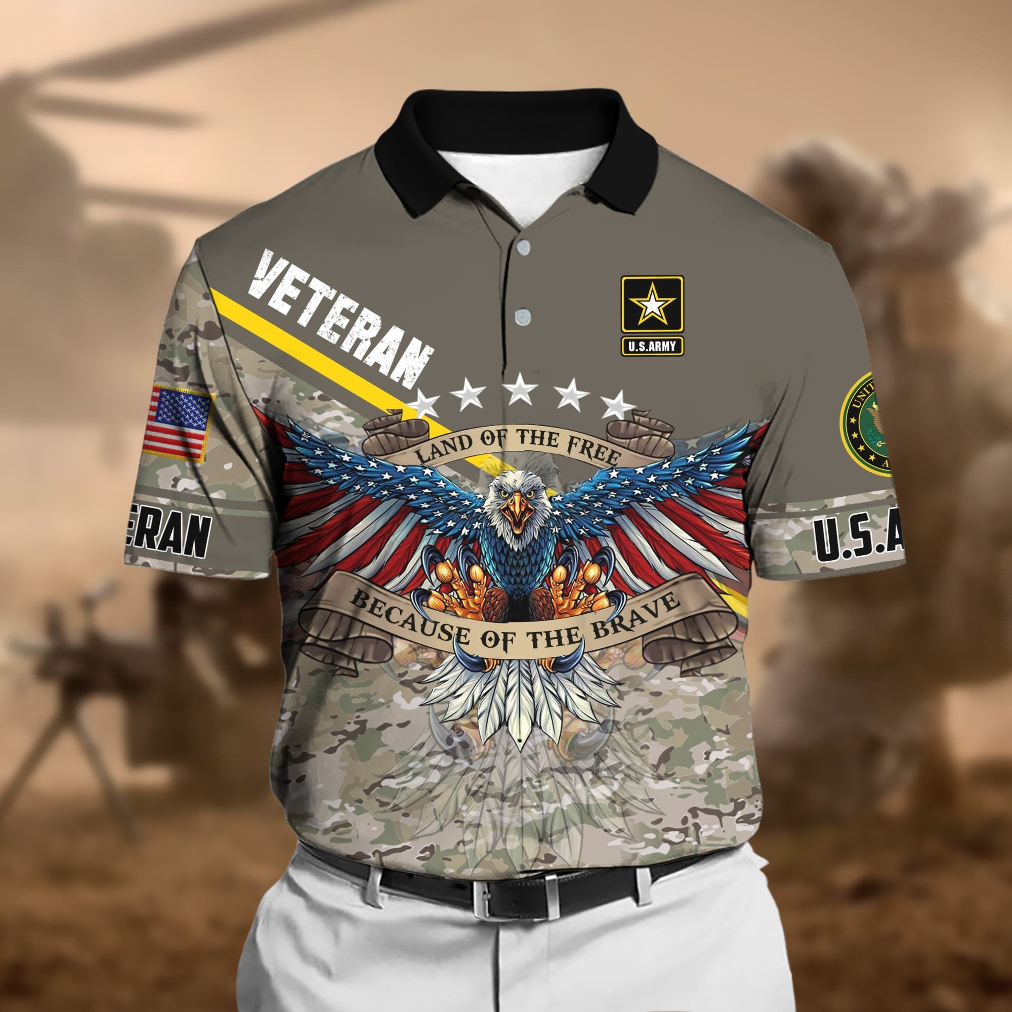 Premium U.S Multiple Service Veteran Polo Shirt PVC040301