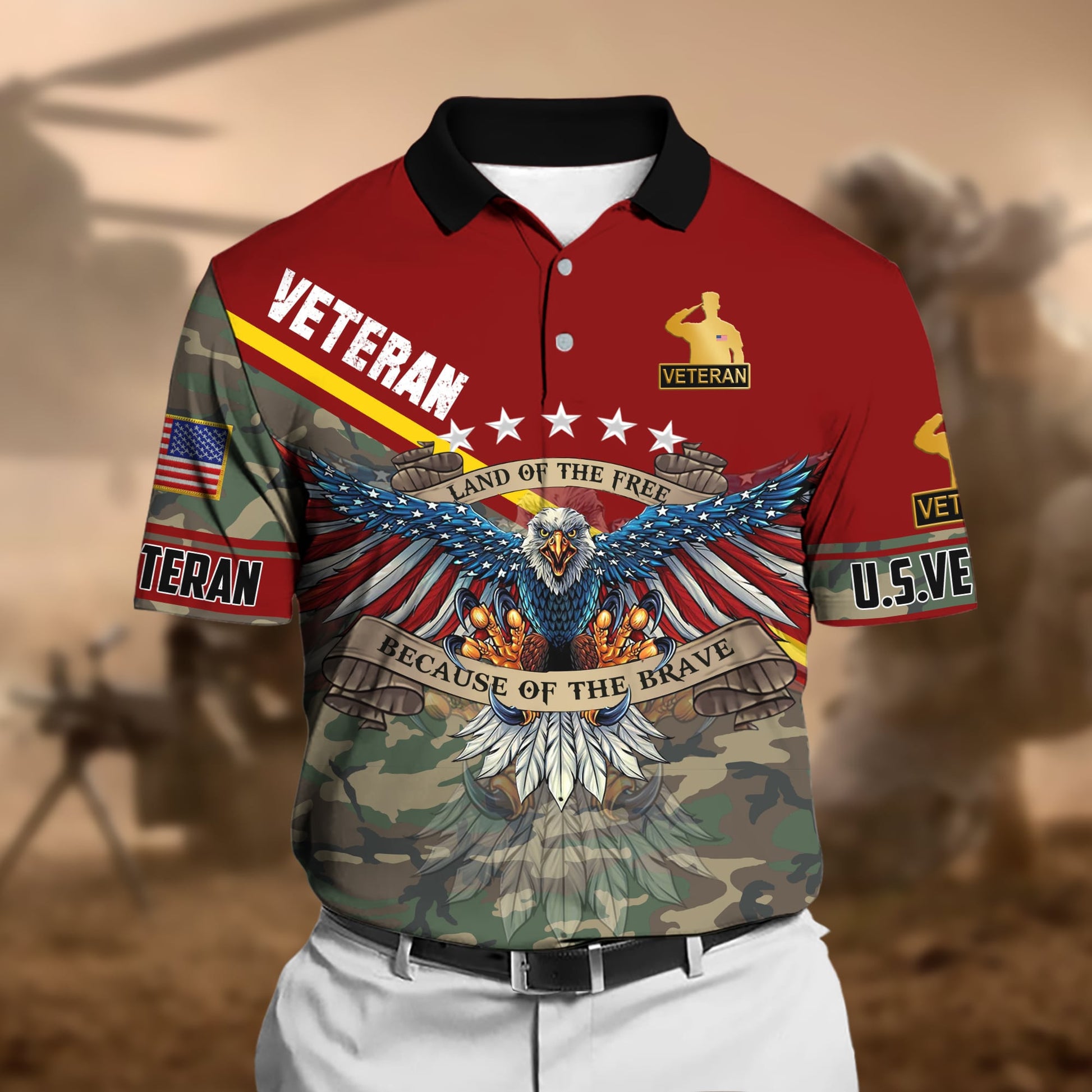 Premium U.S Multiple Service Veteran Polo Shirt PVC040301