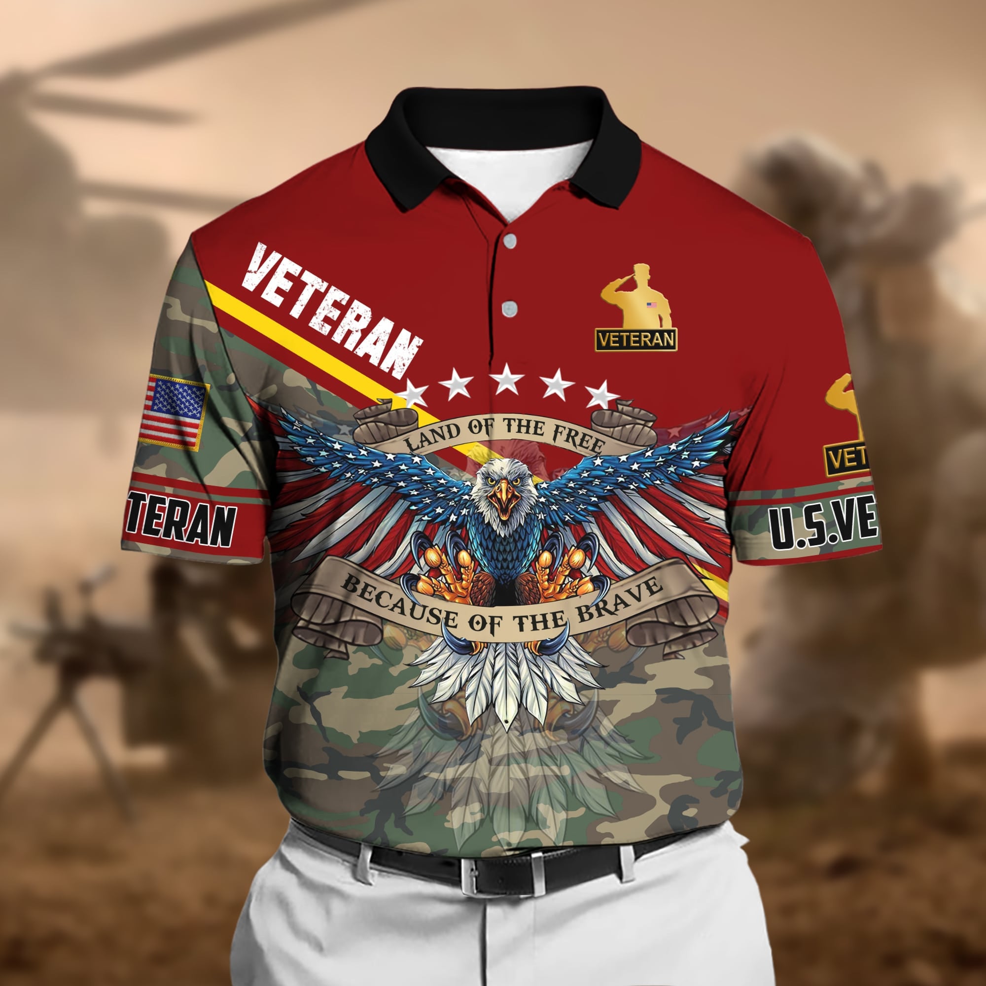 Premium U.S Multiple Service Veteran Polo Shirt PVC040301