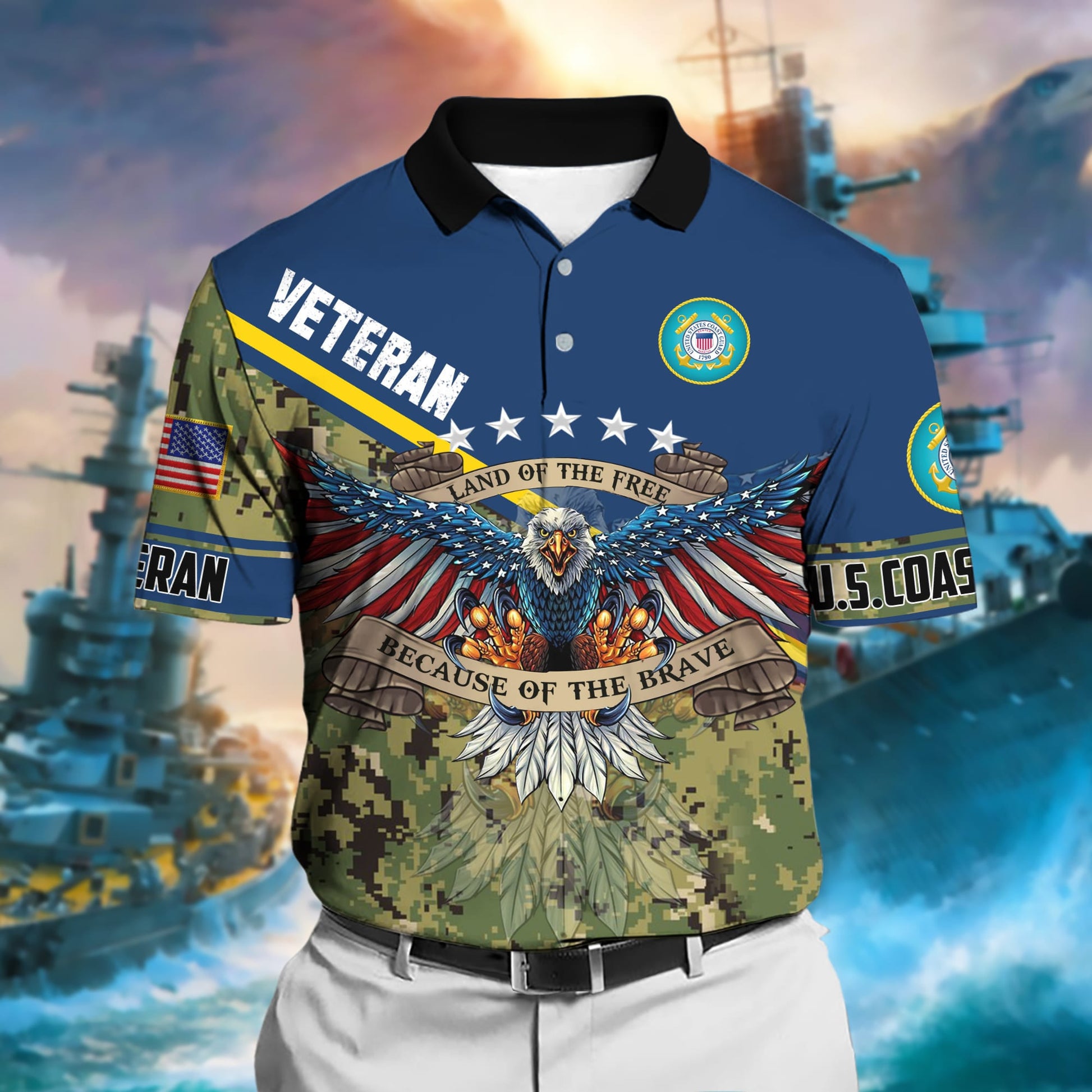 Premium U.S Multiple Service Veteran Polo Shirt PVC040301