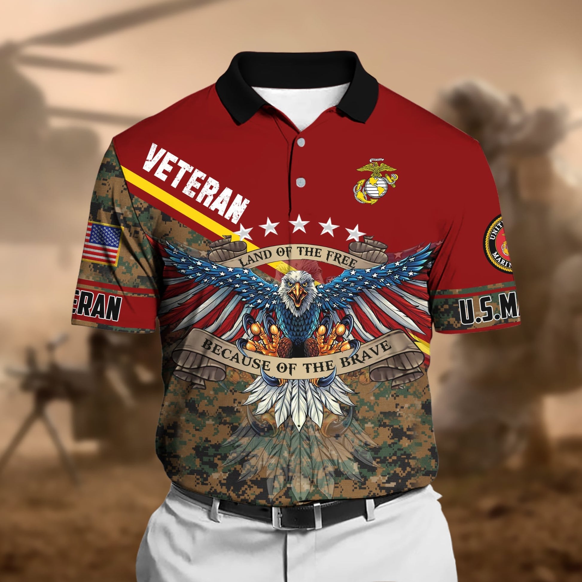 Premium U.S Multiple Service Veteran Polo Shirt PVC040301