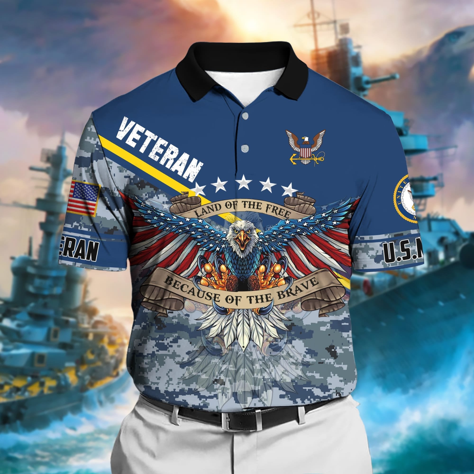 Premium U.S Multiple Service Veteran Polo Shirt PVC040301