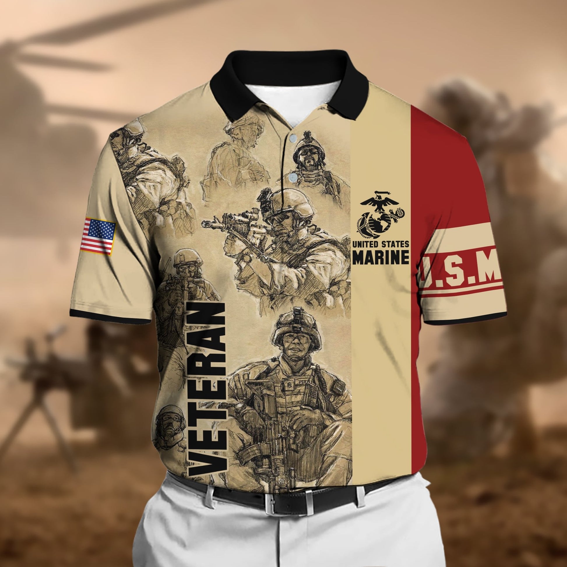Premium U.S Multiple Service Veteran Polo Shirt PVC010304