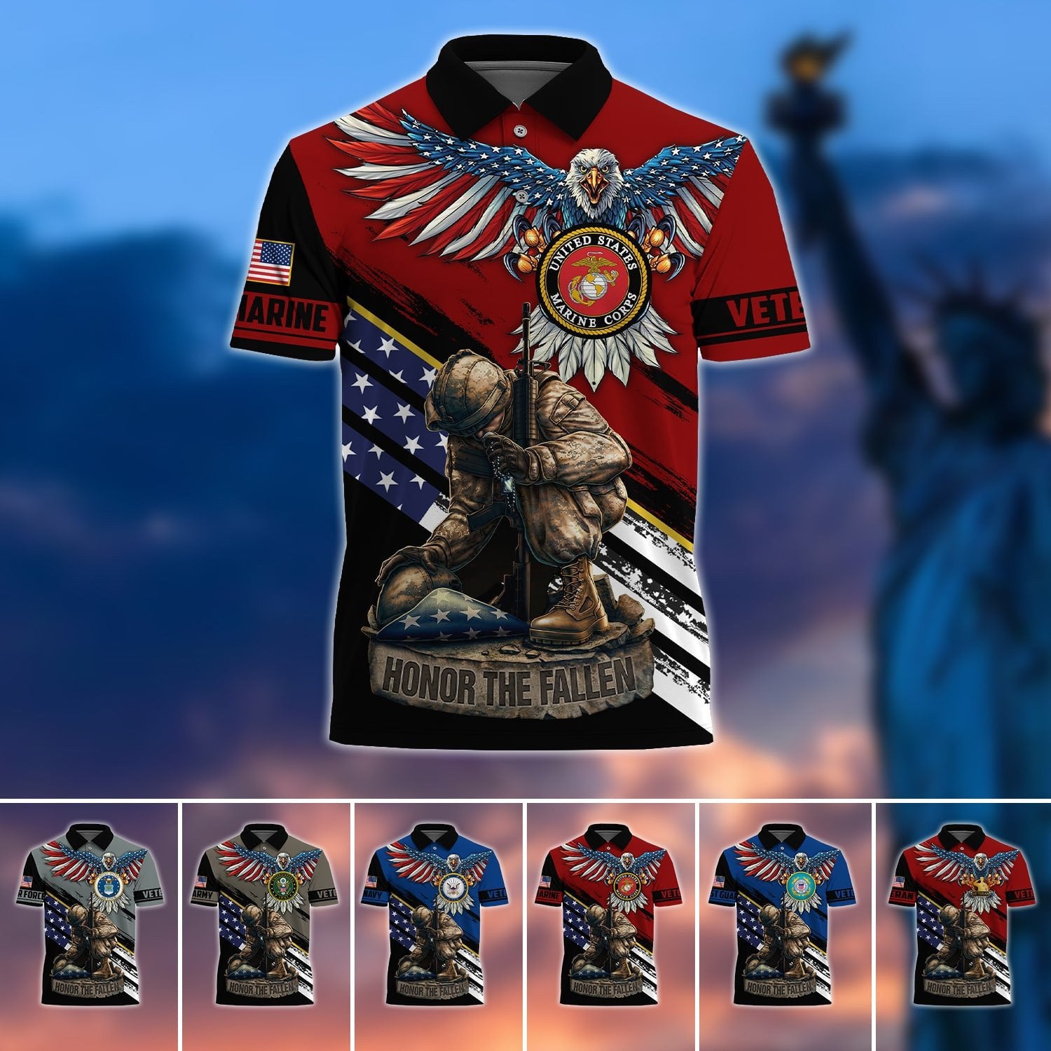 Premium U.S Multiple Service Veteran Polo Shirt PVC040304