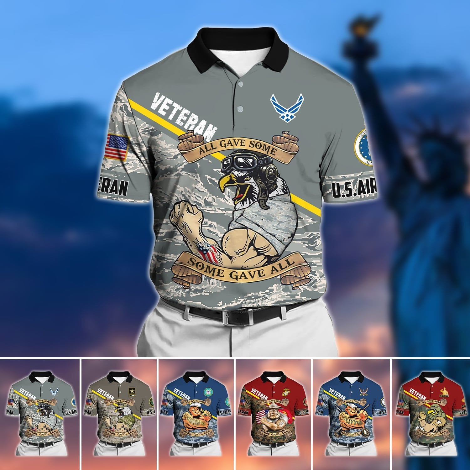 Unique U.S Multiple Service Veteran Polo Shirt PVC040302