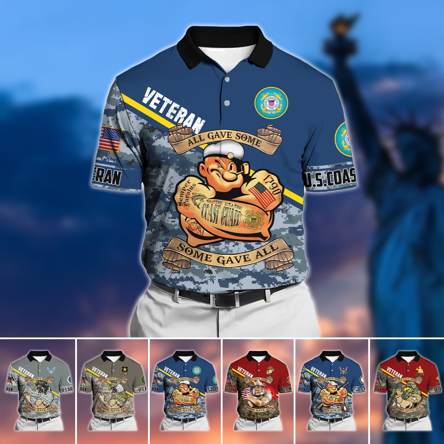 Unique U.S Multiple Service Veteran Polo Shirt PVC040302