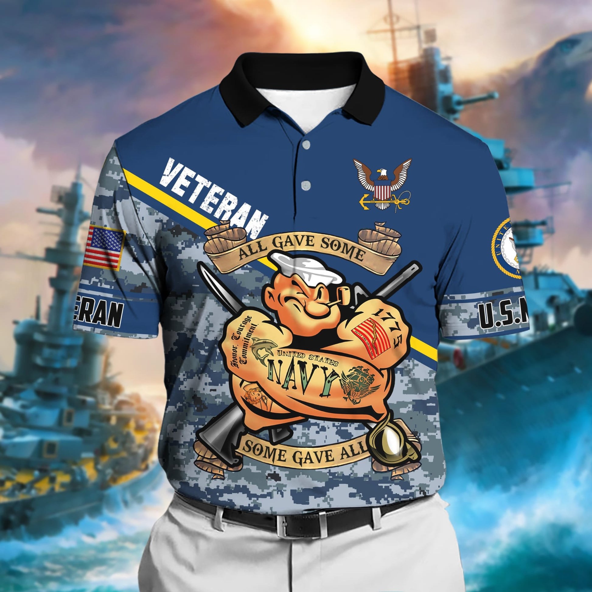Unique U.S Multiple Service Veteran Polo Shirt PVC040302