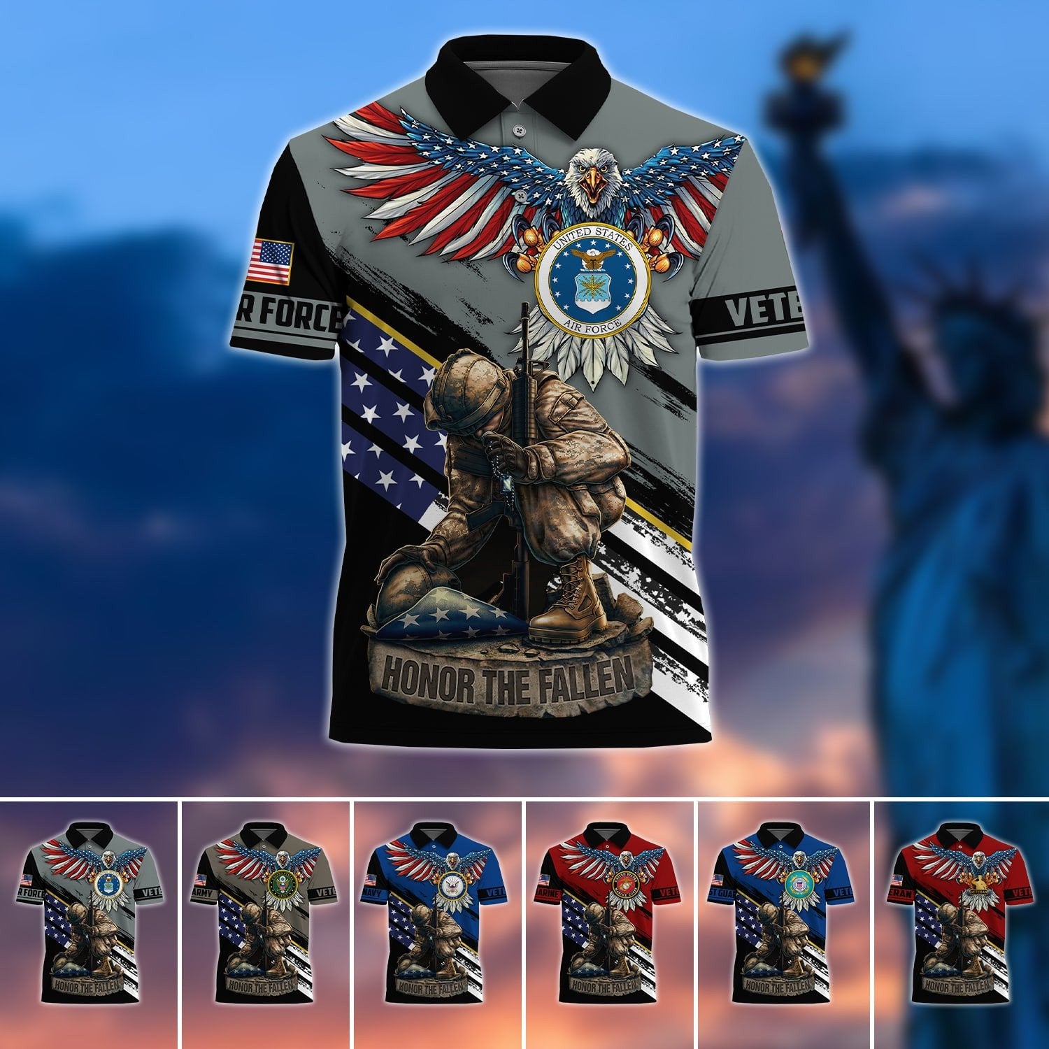 Premium U.S Multiple Service Veteran Polo Shirt PVC040304