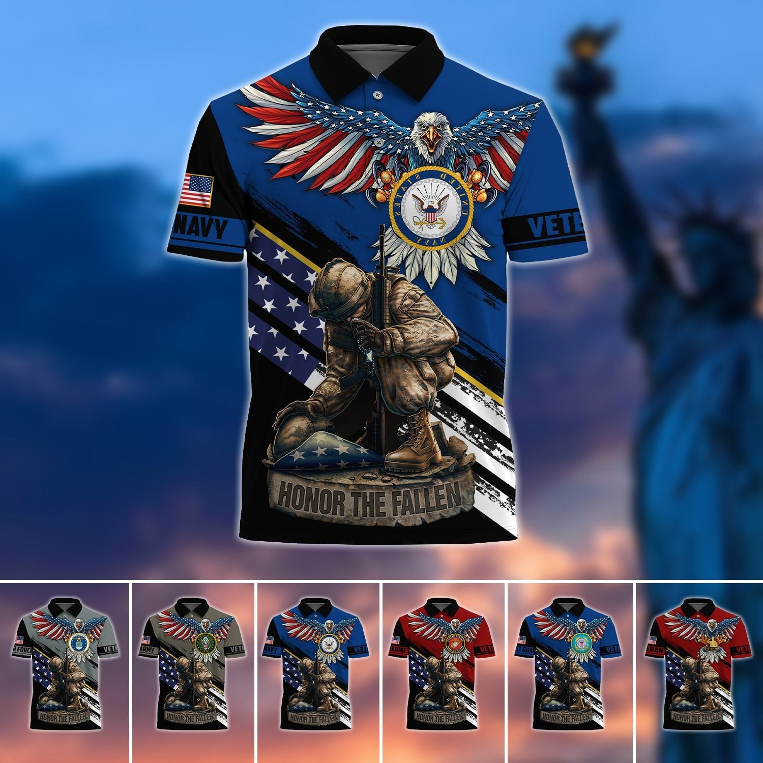 Premium U.S Multiple Service Veteran Polo Shirt PVC040304