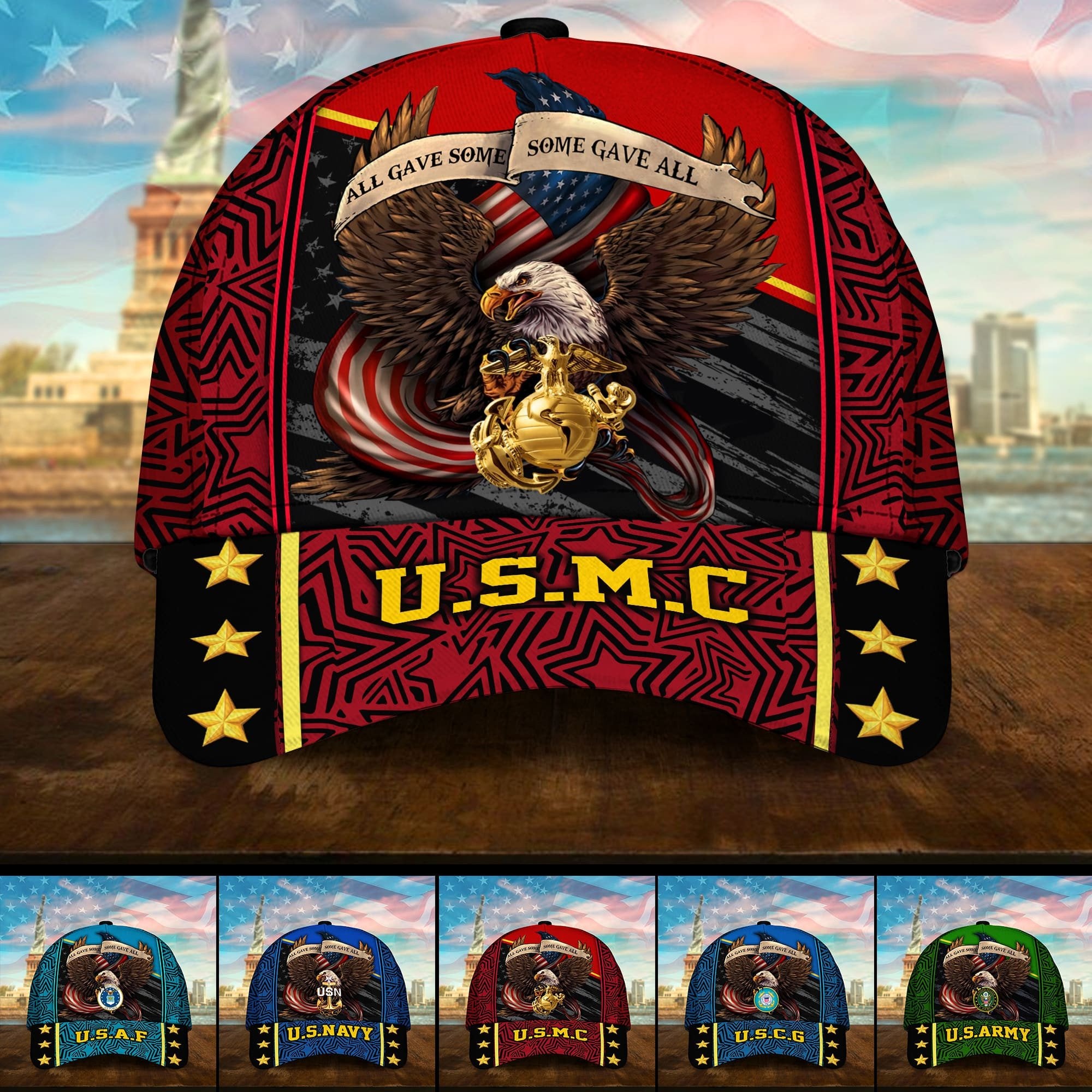 Premium U.S Multiple Service Veteran 3D Cap PVC280201