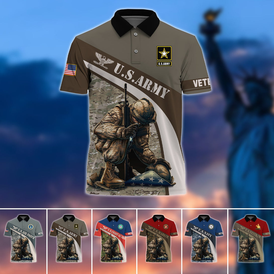 Premium U.S Multiple Service Veteran Polo Shirt PVC050301