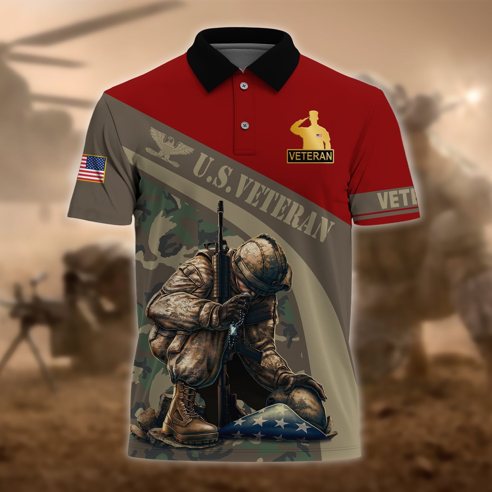 Premium U.S Multiple Service Veteran Polo Shirt PVC050301