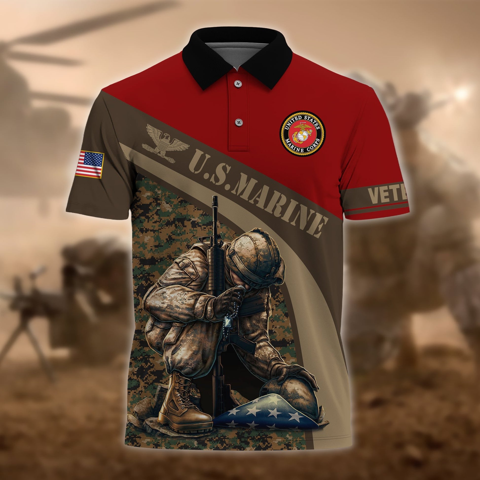 Premium U.S Multiple Service Veteran Polo Shirt PVC050301