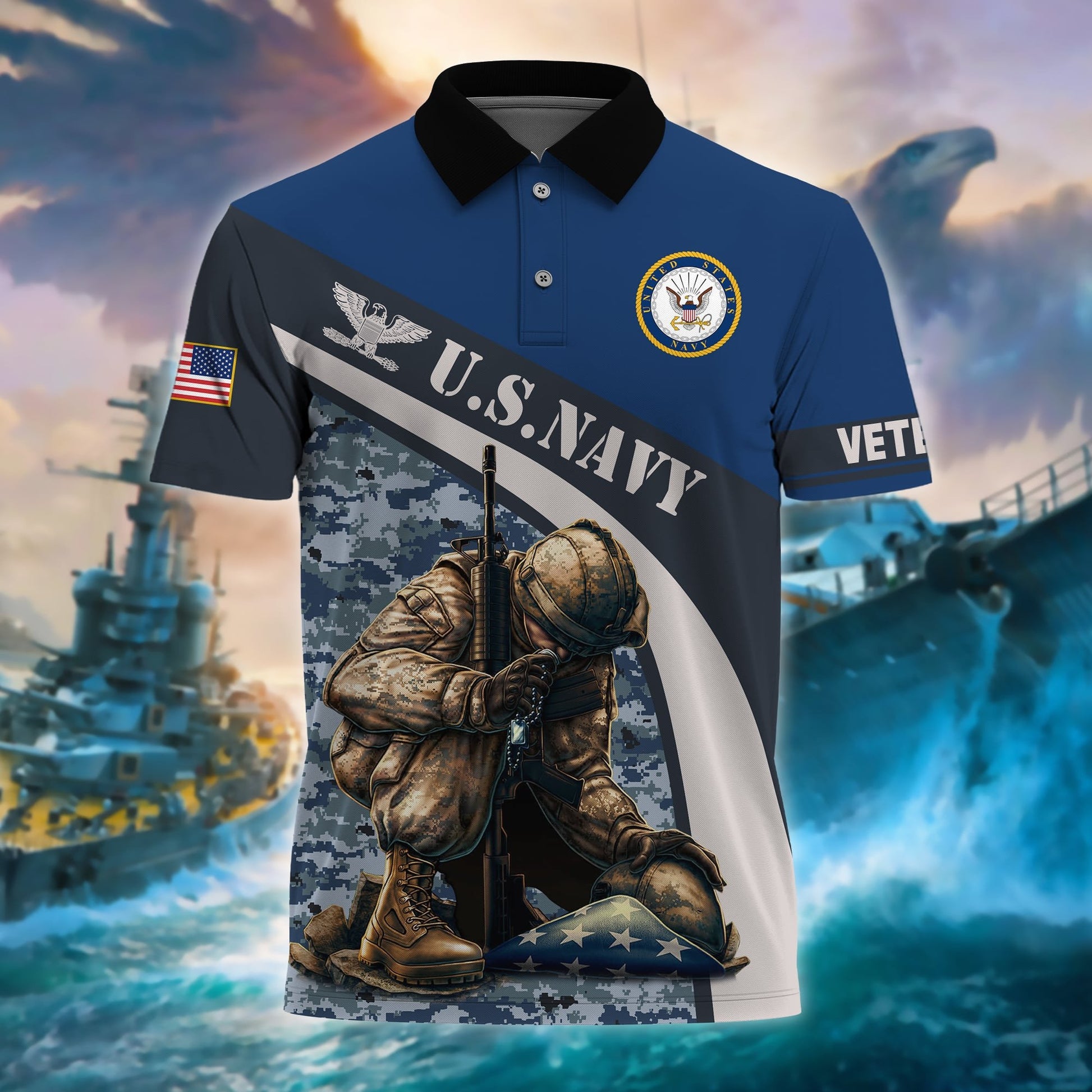 Premium U.S Multiple Service Veteran Polo Shirt PVC050301