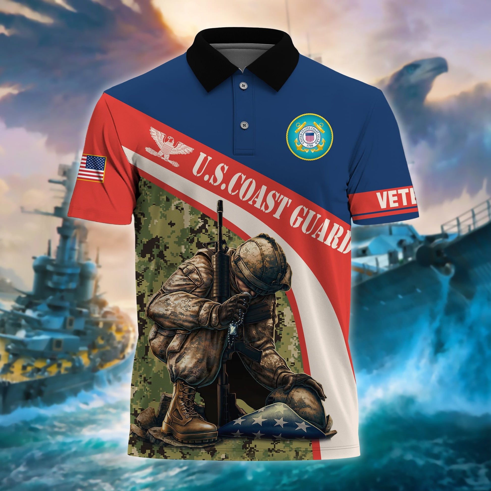 Premium U.S Multiple Service Veteran Polo Shirt PVC050301