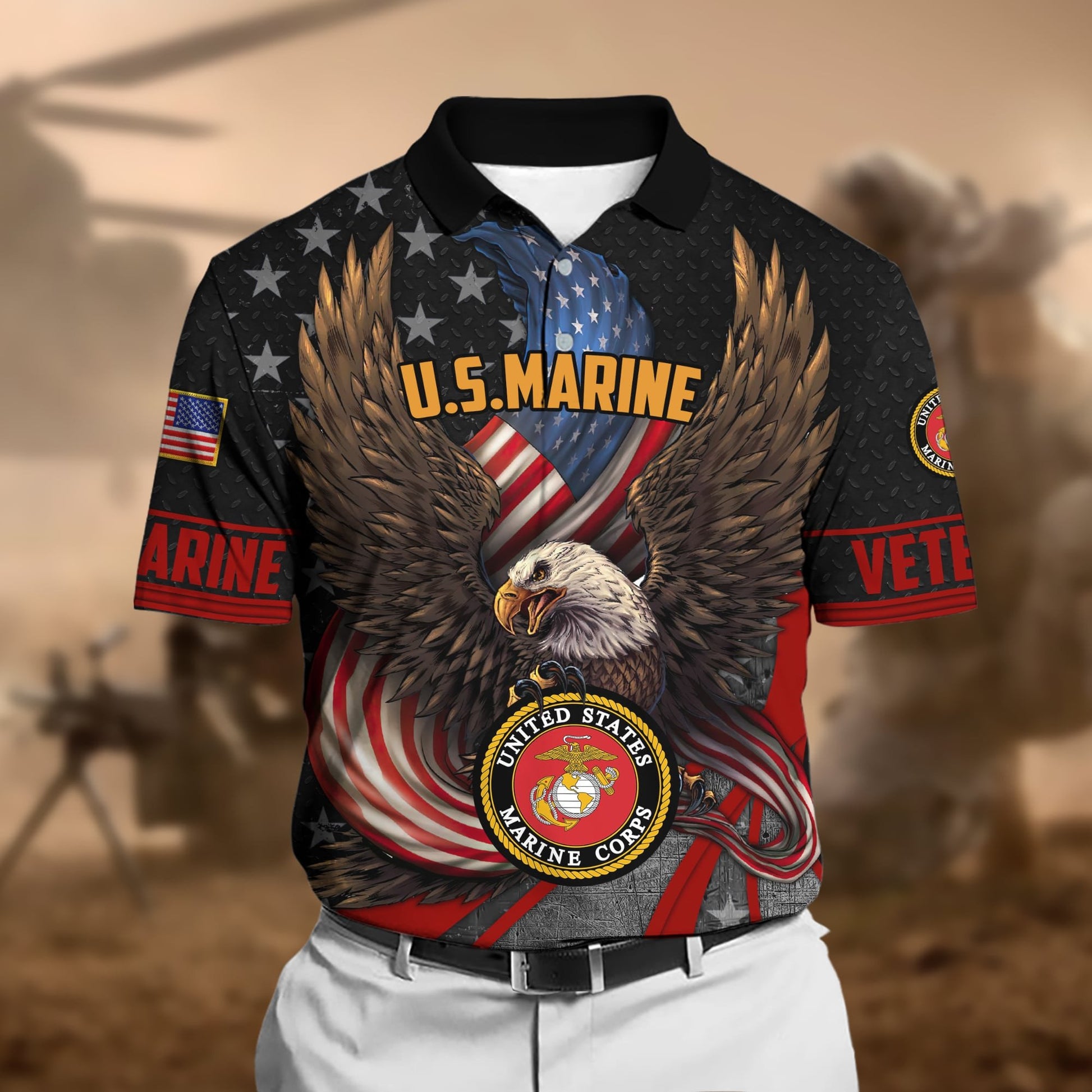 Premium U.S Multiple Service Veteran Polo Shirt PVC110302