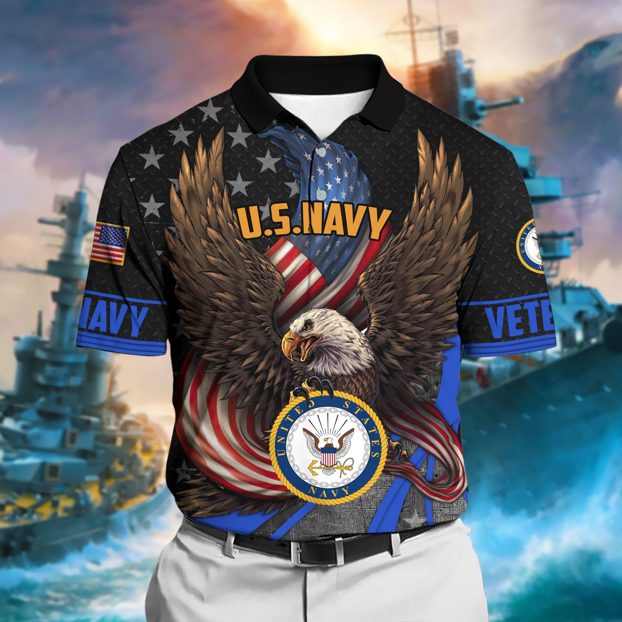 Premium U.S Multiple Service Veteran Polo Shirt PVC110302