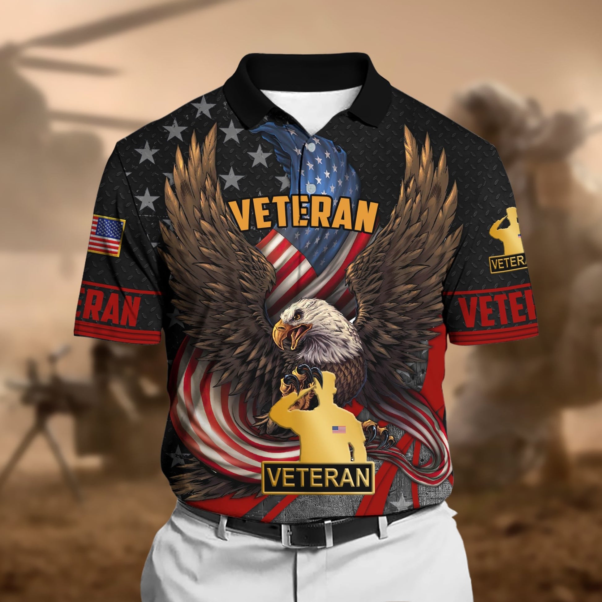 Premium U.S Multiple Service Veteran Polo Shirt PVC110302