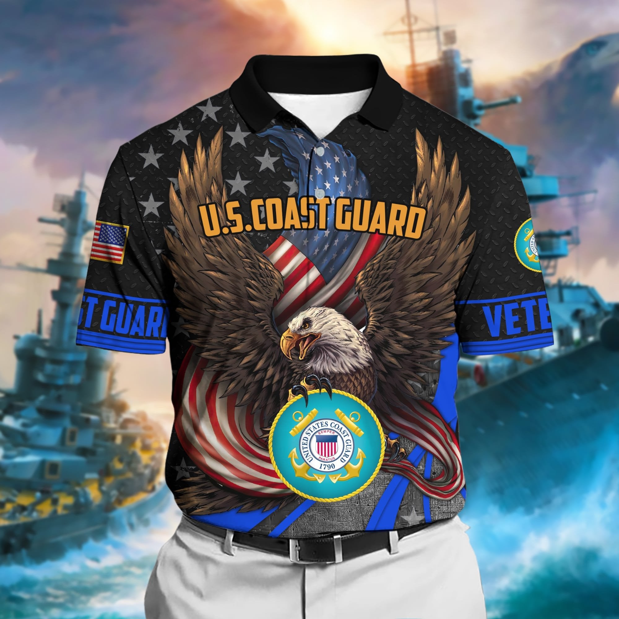 Premium U.S Multiple Service Veteran Polo Shirt PVC110302