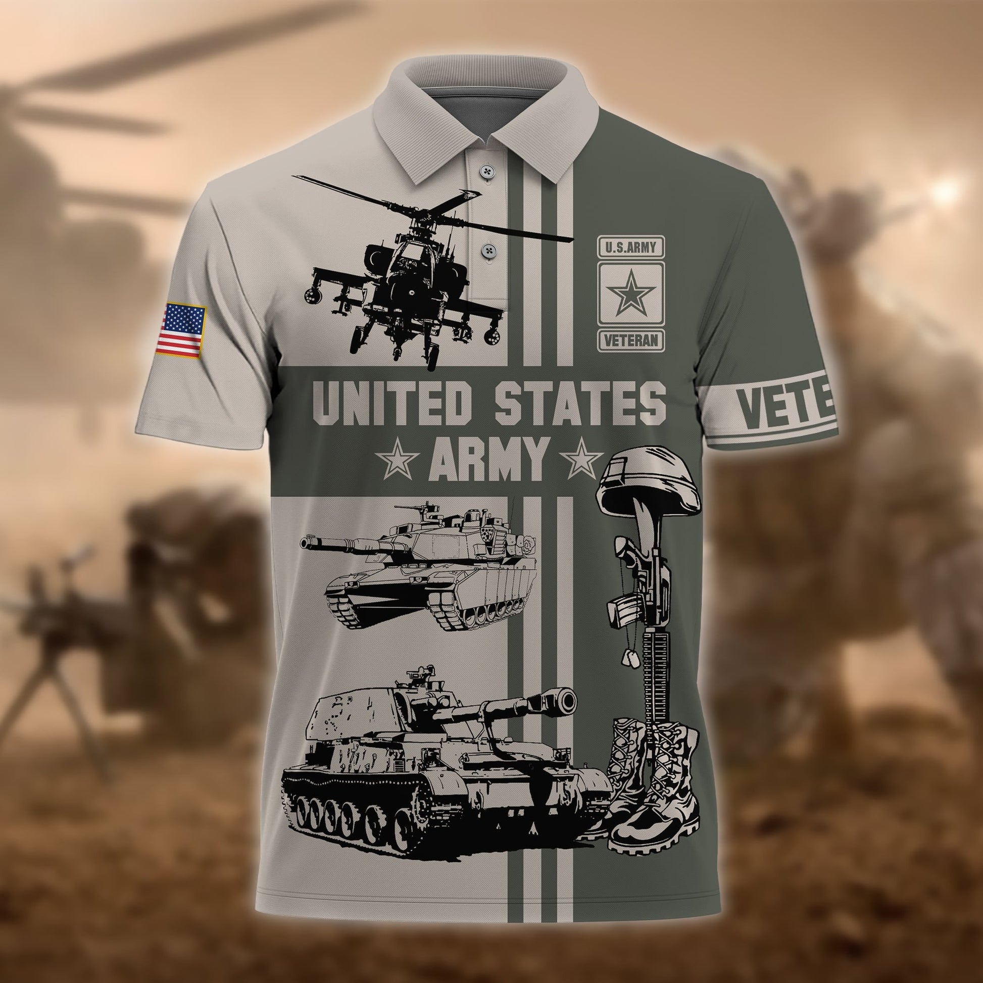 Premium U.S Multiple Service Veteran Polo Shirt PVC080302