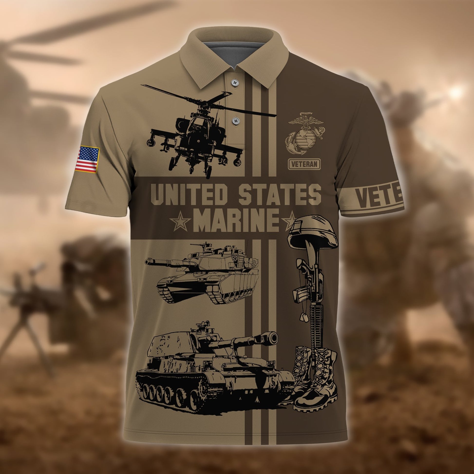 Premium U.S Multiple Service Veteran Polo Shirt PVC080302