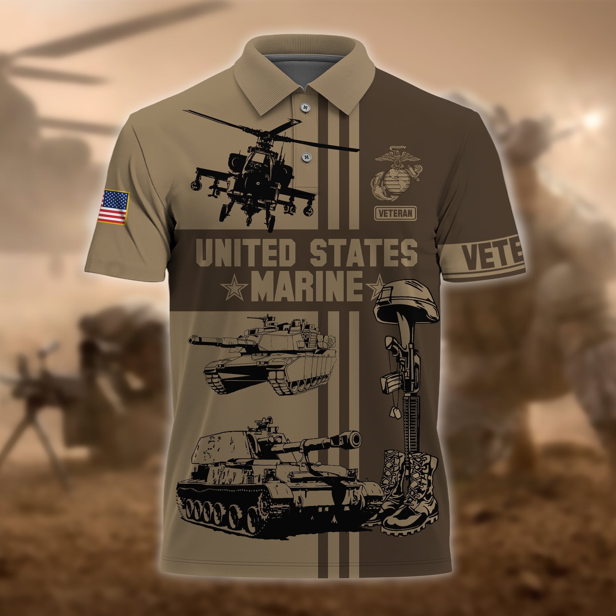 Premium U.S Multiple Service Veteran Polo Shirt PVC080302